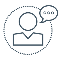 icon of person icon with a conversation bubble to show the second best practice to level up your critical conversations at work is to consider and adapt to the person you're speaking to