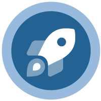 Symbol eines Raketenschiffs, das abhebt, um neue Ideen zu repräsentieren