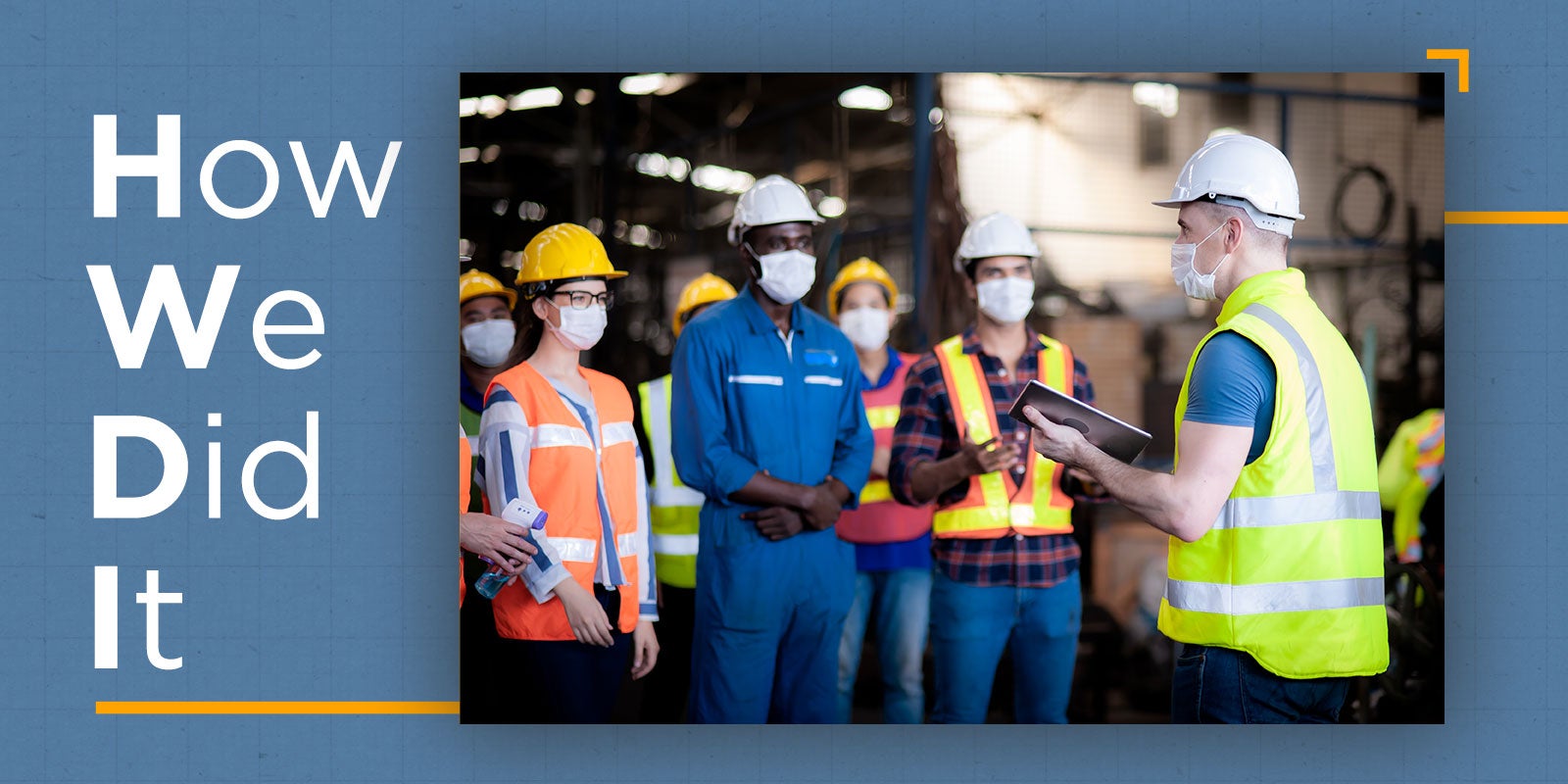 "How We Did It" title alongside an image of a construction team getting briefed by a leader to show this video is about how DDI helped one firm with executive leadership succession planning