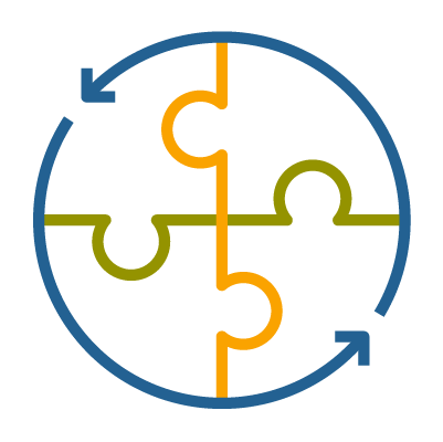 4 pièces de puzzle qui se connectent et forment la forme d’un cercle