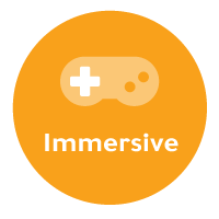 videogame controller with "immersive" underneath it, which is a principle that the best leadership training types should embody