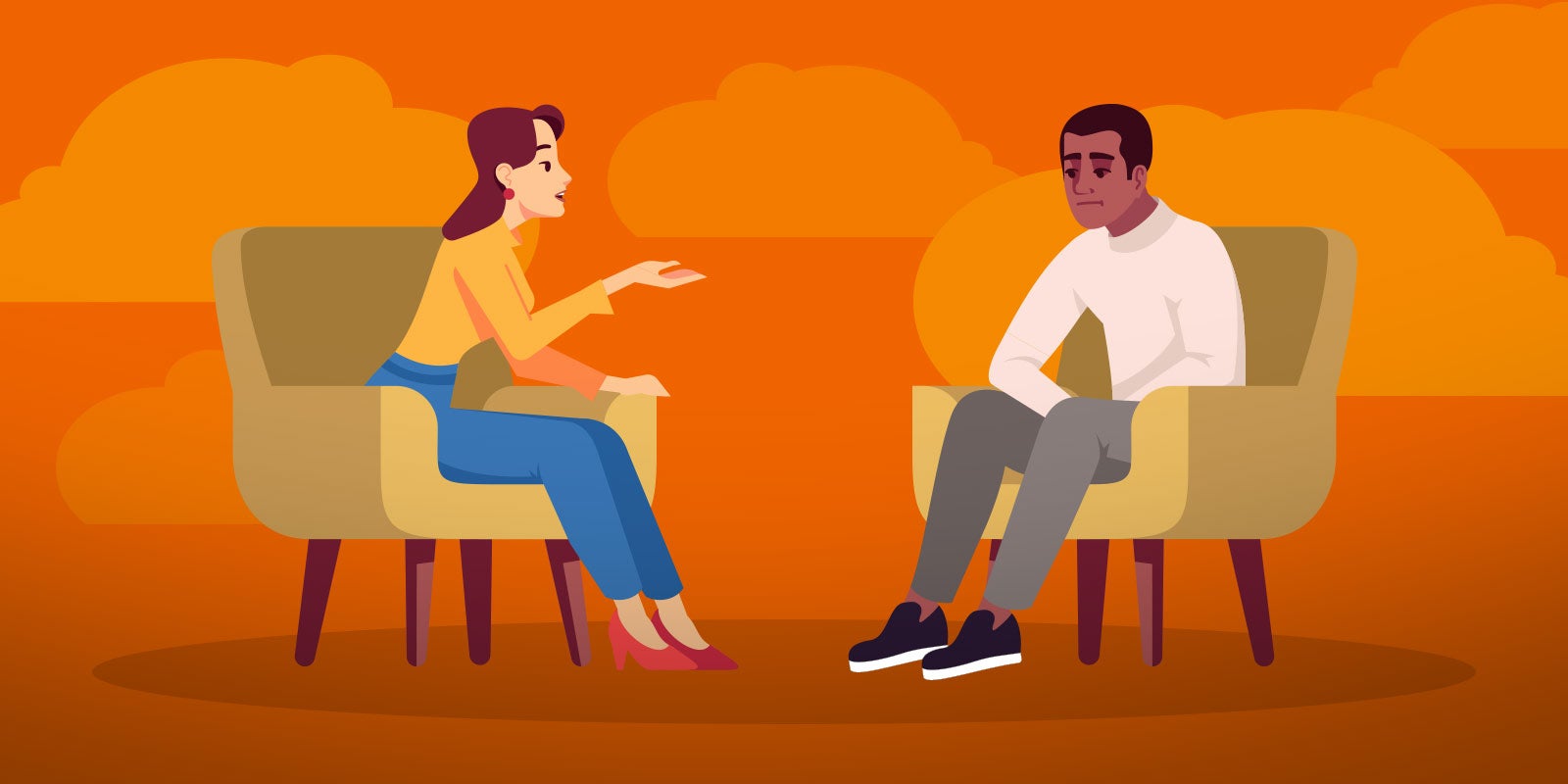 animation of two people having a critical conversation at work