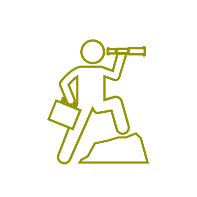 illustration of a leader, briefcase in one hand, telescope in another, climbing a mountain to show DDI's CEO Leadership Report 2021 reveals new research is helpful for CEOs, CHROs, and boards as they navigate today's challenging talent market