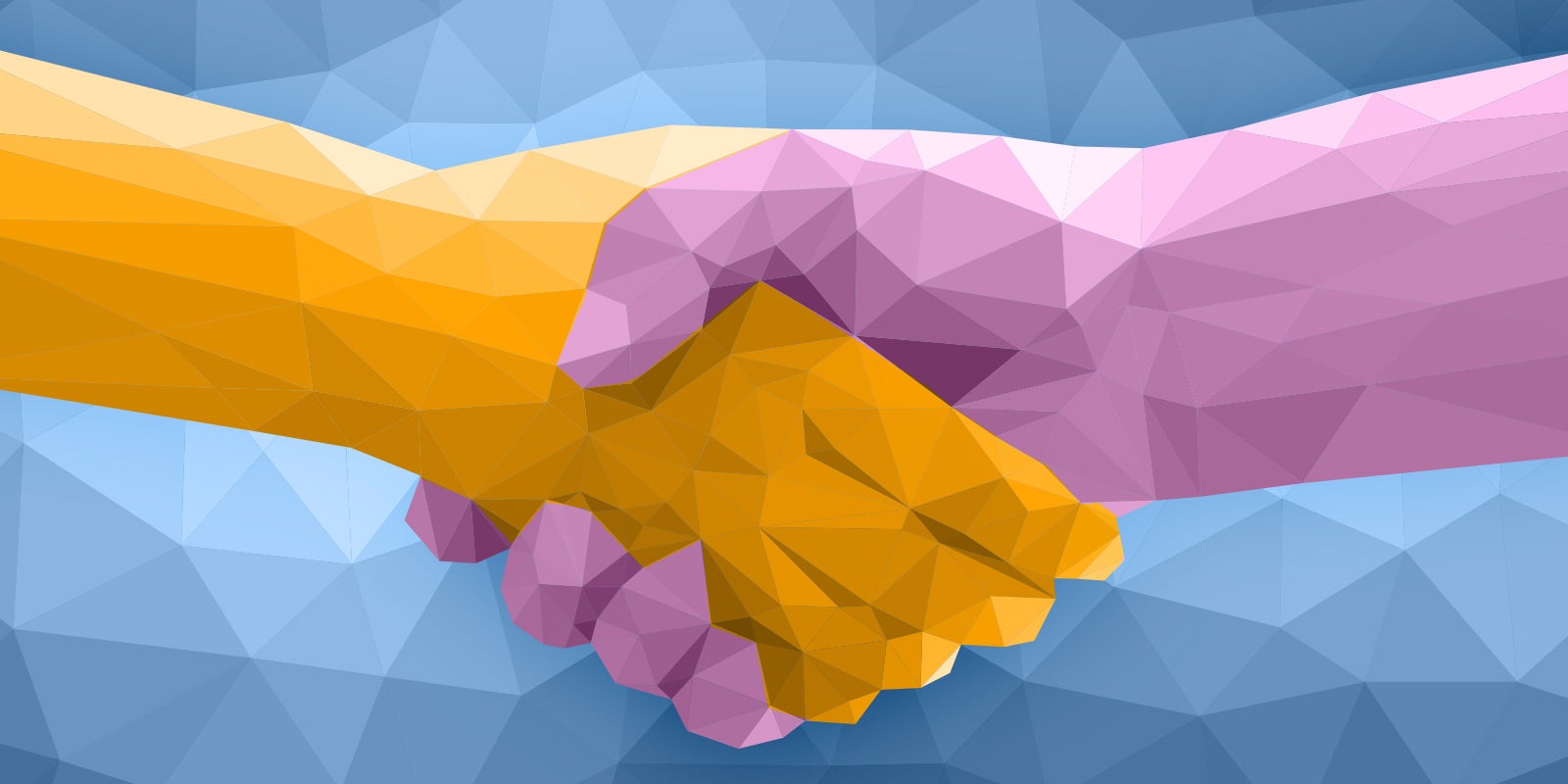 illustration of two different colored hands shaking to show this blog is about building a culture of trust in the workplace
