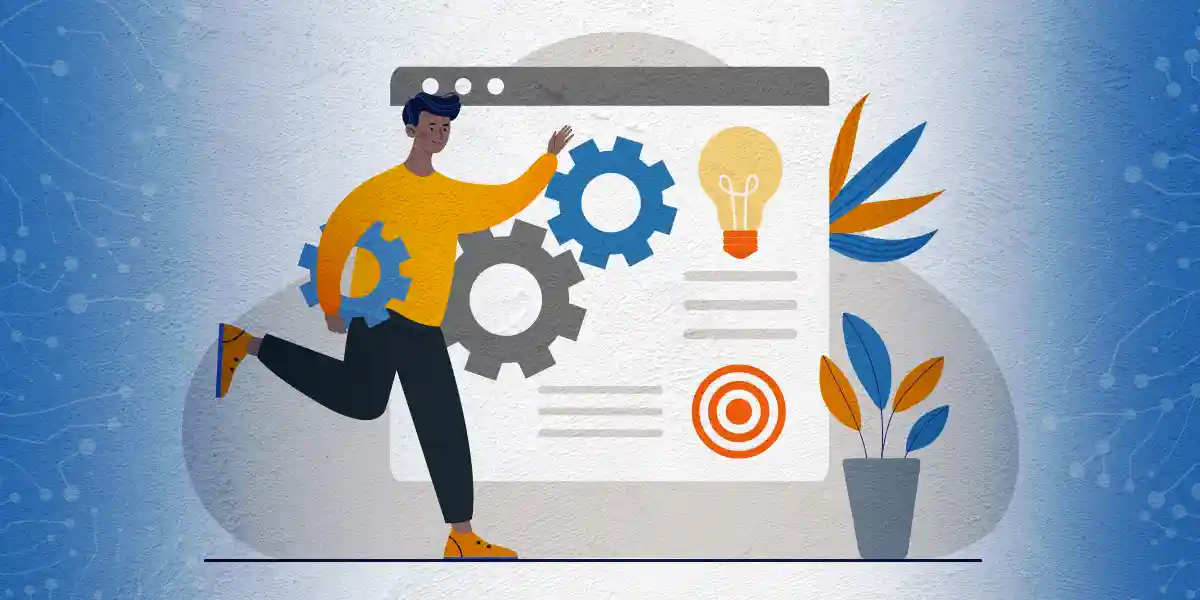 person with a sprocket and a lightbulb showing how to customize leadership training content