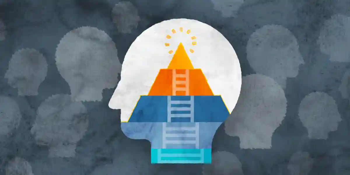 Illustration eines Kopfschattens, darin mehrere Ebenen in einer Pyramidenstruktur, um zu zeigen, dass es in diesem Blog um die Entwicklung von Talenten mit hohem Potenzial geht