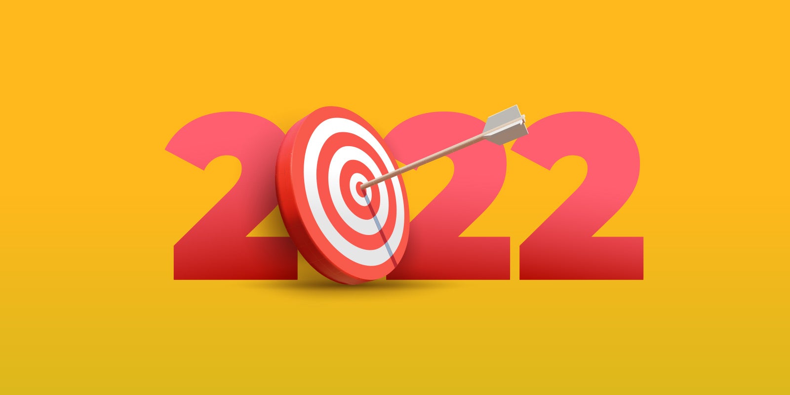 illustration of 2022 with a bullseye hit by an arrow in the 0