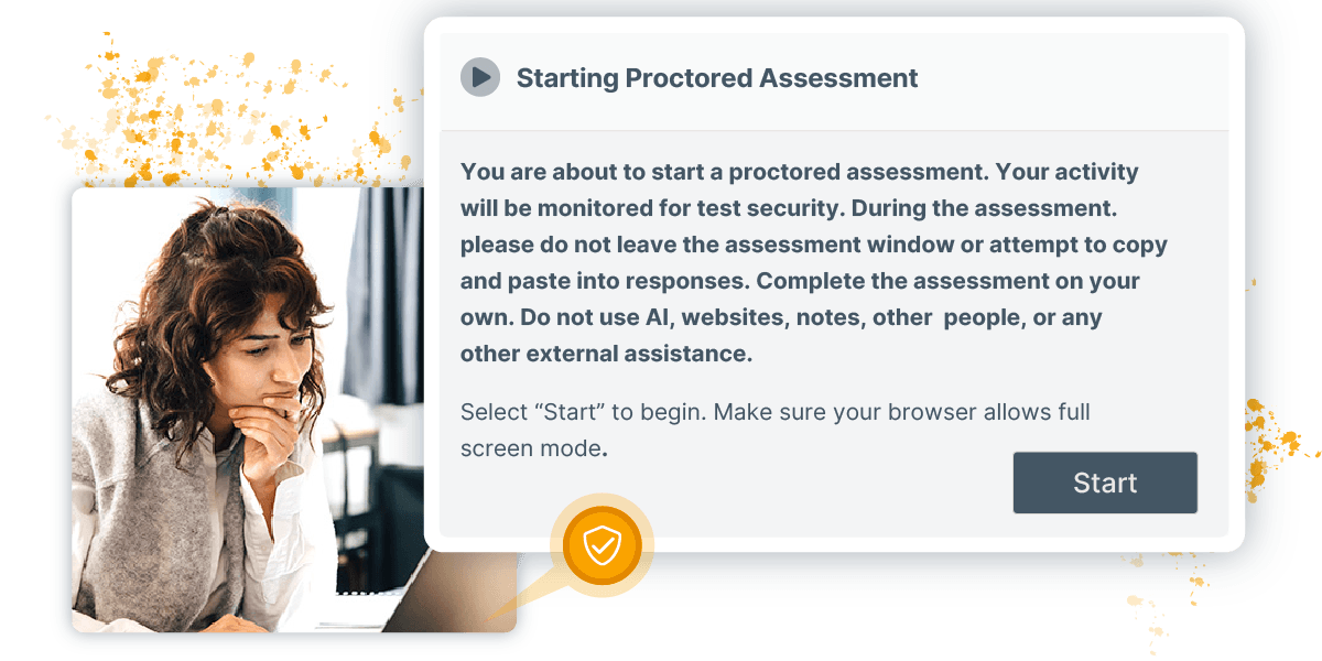 Starting a proctored assessment image with a woman on her laptop ready to begin.?fm=webp&q=65
