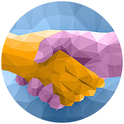 illustration of hands shaking to showcase trust