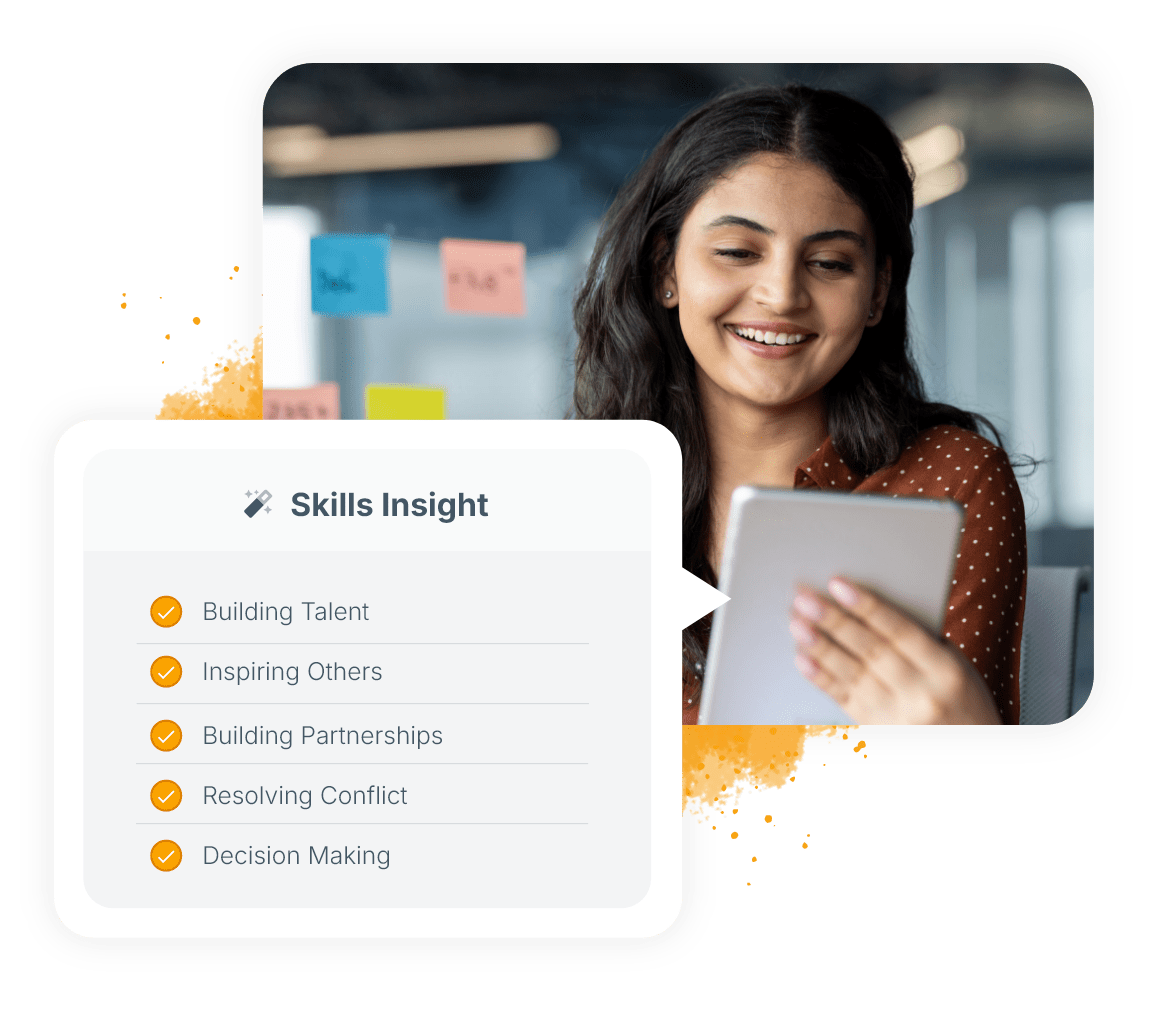Tableau de bord d’aperçu des compétences de leadership montrant le talent, l’inspiration et les capacités de prise de décision.
