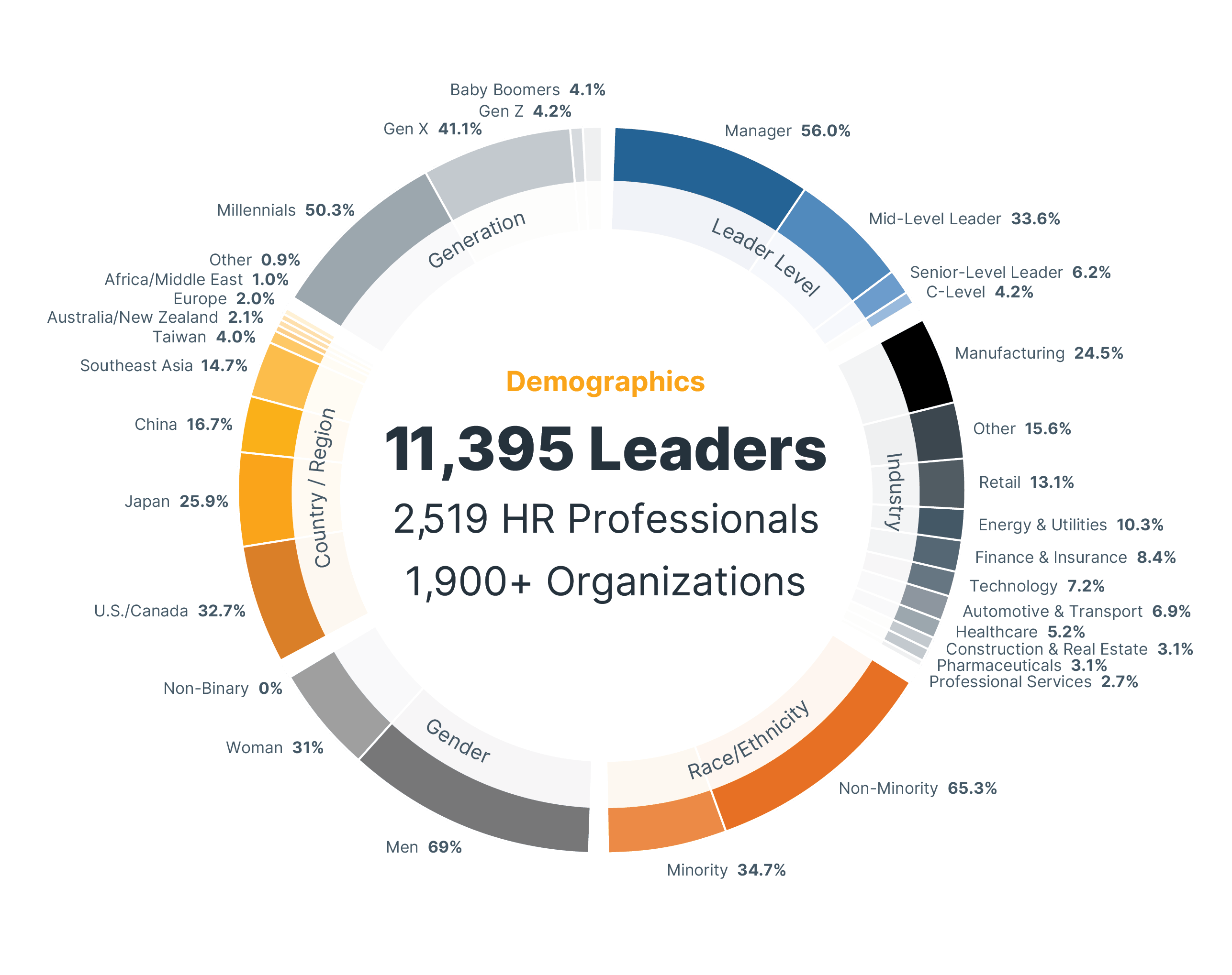 Global Leadership Forecast Demographic Pie Chart