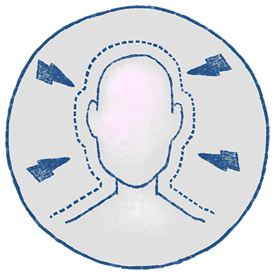 silhouette of human head with lightning bolts surrounding it to symbolize the how good emotional intelligence and communication can help you manage stress