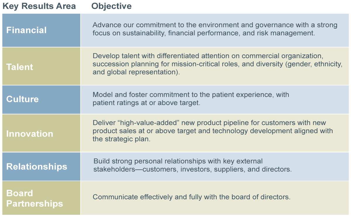 Your Guide To An Effective CEO Performance Review DDI   Key Results Area Table 