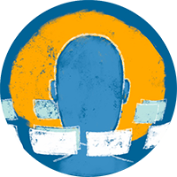 Illustration eines Kopfes, der von Notizkarten umgeben ist, um das Lernen zu signalisieren Um zu zeigen, dass es bei dieser größten Herausforderung für HR-Profis bei der Entwicklung von Führungskräften darum geht, immersives Lernen zu priorisieren