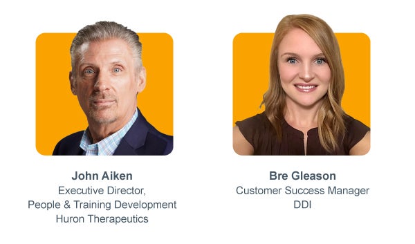 Photos de John Aiken, directeur général de Huron Therapeutics, et de Bre Gleason, responsable de la réussite client chez DDI, avec leurs noms et titres.