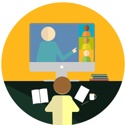 Image animée d’une séance d’apprentissage virtuel qui se déroule pour montrer les différences entre le développement du leadership virtuel et le développement du leadership en personne