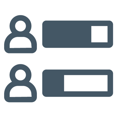 Ikone von zwei Personen, einer neben einer Bar, die fast voll ist, und die andere neben einer Bar, die kaum voll ist, um zu zeigen, dass eine große Anzahl von Menschen bei der Entwicklung von High Potentials eine Herausforderung darstellt