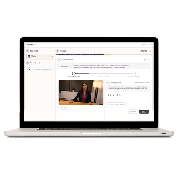 l’écran de l’ordinateur portable montre une évaluation de la direction simulant les défis de l’entreprise?fm=webp&q=65