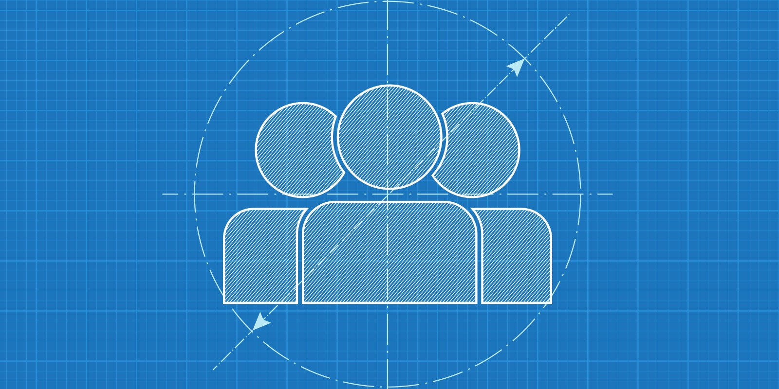 animated image of a three people icons in the middle of a scope to show we are answering, "how do you create a leadership competency model?" in this blog