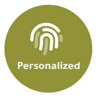 fingerprint with "personalized" underneath it, which is a principle that the best leadership training types should embody