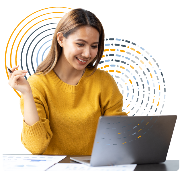 happy woman leader taking the Global Leadership Forecast 2027 survey on her laptop?fm=webp&q=65