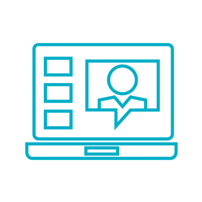 Illustration d’un ordinateur portable avec un cours d’apprentissage en ligne montrant que les cours en ligne font partie des outils d’apprentissage mixte