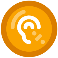 Symbol eines Ohres, um das Zuhören und Reagieren mit Empathie darzustellen