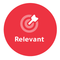 arrow hitting target with "relevant" underneath it, which is a principle that the best leadership training types should embody