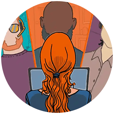 Team of four people working on computers and wearing headsets to exemplify six factors of team effectiveness.