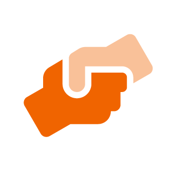 icône de la poignée de main pour représenter la compétence de facilitateur de leadership de Guider les apprenants