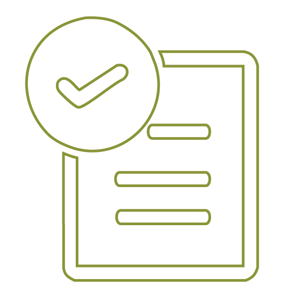 Illustration d’un document vert et d’une coche verte pour montrer comment l’accès aux ressources peut aider à prévenir l’épuisement professionnel.