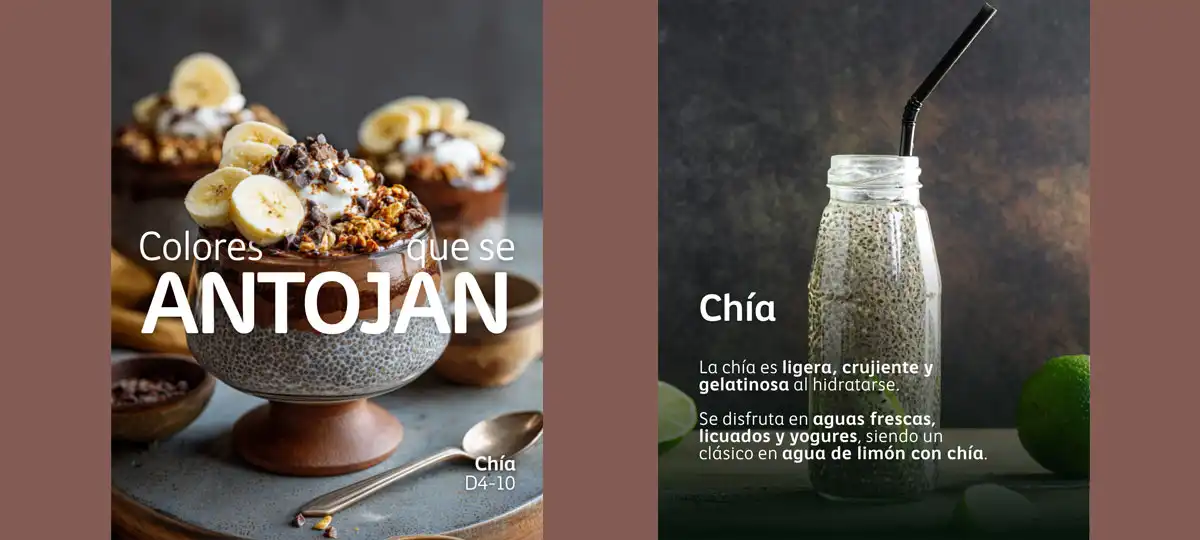 Colores que se antojan: Xoconostle, Arándano, Chamoy, Sábila, Chía