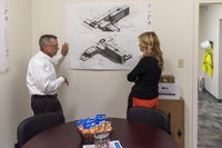 FHA President Mary Mayhew gets an overview of the campus