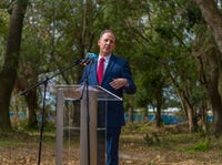 Mark Faulkner CEO of Baptist Health Care speaking at new health campus groundbreaking