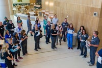 Training Teams in Hospital Lobby