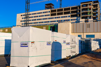 Building materials in front of hospital