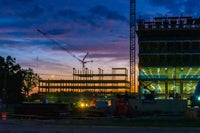 Image of the new campus at sunset