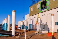 A view from the bottom of the hospital