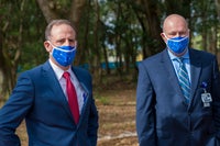 Mark Faulkner CEO of Baptist Health Care and Scott Raynes President of Baptist Hospital at the new health campus groundbreaking event.