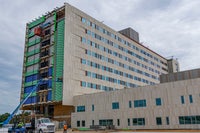 New campus view of exterior of building.