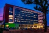 Night time exterior of new campus.