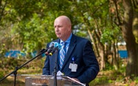 Scott Raynes Executive Vice President Baptist Health Care, President Baptist Hospital, Inc. speaks at New Health Campus groundbreaking event.