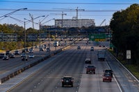 A view of the building while driving