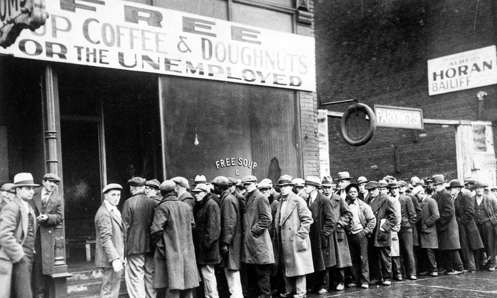 Great Depression unemployed men outside line for soup kitchen-min.jpg