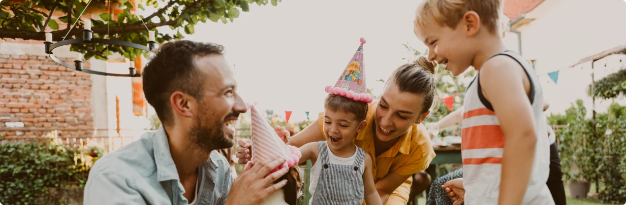 Family having a child's birthday party.
