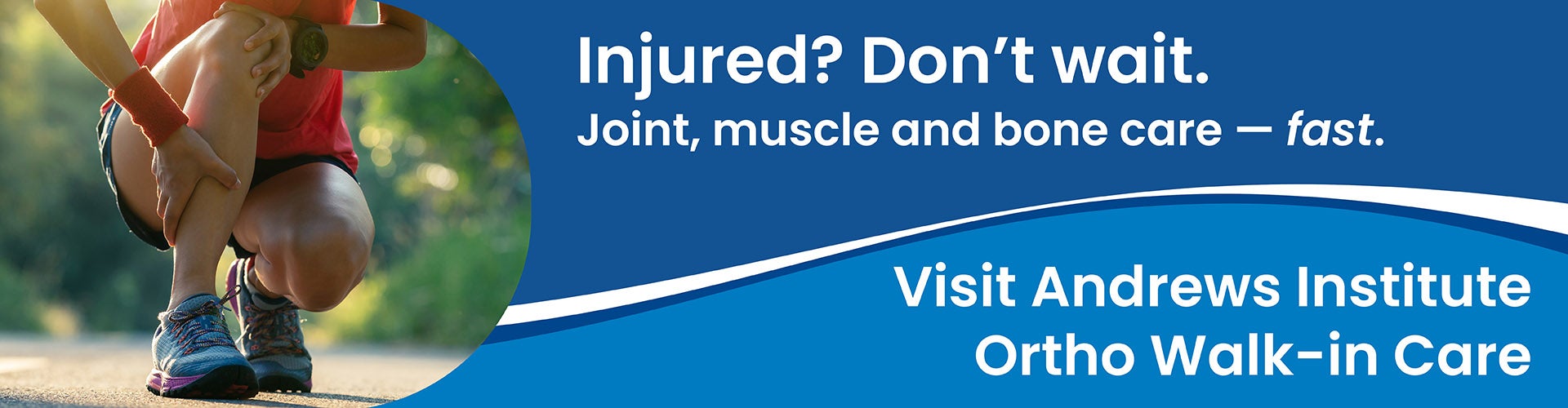 Woman runner holding injured leg.