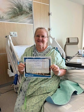 Vickie Pickreign on the day of her bariatric surgery in the new Baptist Hospital