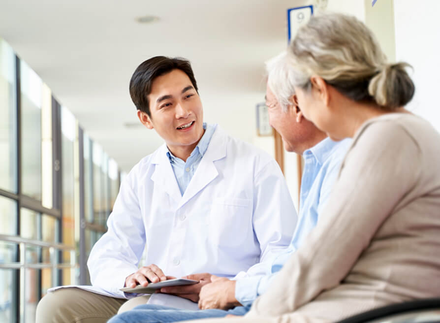 Patient talking to doctor