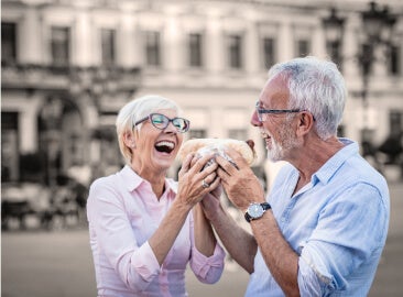 Man and woman eating