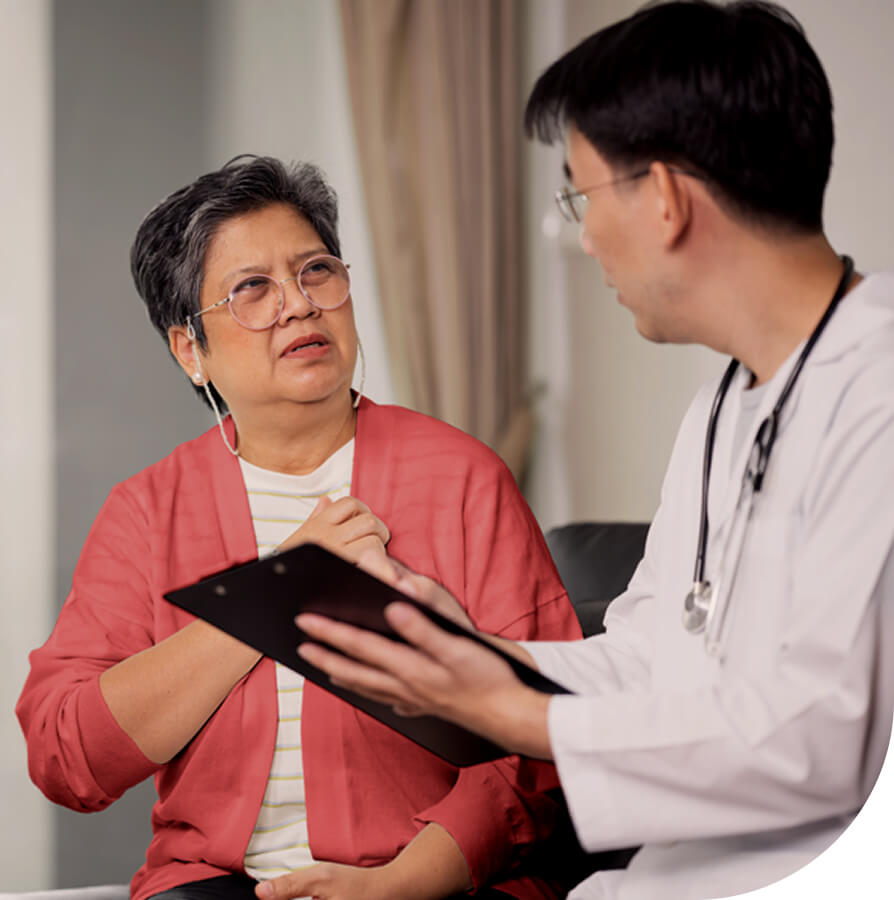 patient discusses with doctor